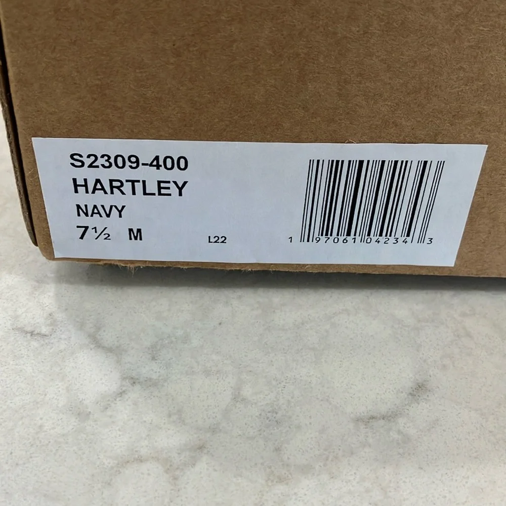 Softwalk Hartley Navy Leather Wedge‎ Espadrille Sandals W/Box Sz 7.5- EUC - Picture 4 of 15